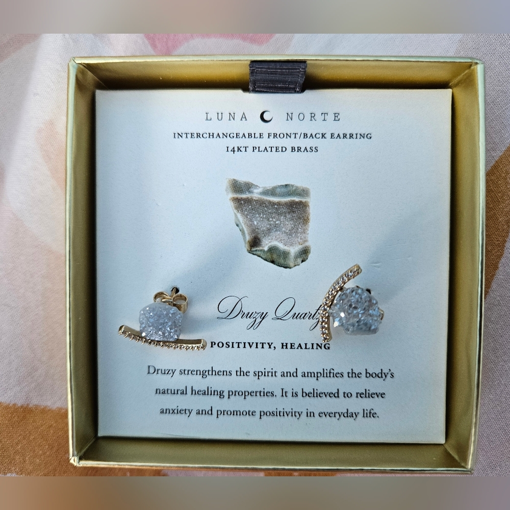 Luna Norte Druzy Quartz Earrings